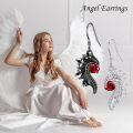 wholesale 925 Sterling Silver Red Crystal Angel & Devil Wing Heart Drop Earrings for Women-0-5