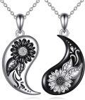 wholesale 925 Sterling Silver Yin Yang Sunflower & Moon Couple Necklaces-0-0