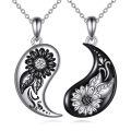 wholesale 925 Sterling Silver Yin Yang Sunflower & Moon Couple Necklaces-0-0