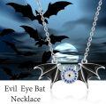 wholesale 925 Sterling Silver Evil Eye Bat Pendant Necklace - Halloween Jewelry for Women-0-0