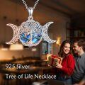 wholesale 925 Sterling Silver Abalone Shell Triple Moon Tree of Life Pendant Necklace for Women-0-1