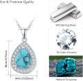 wholesale 925 Sterling Silver Turquoise Teardrop Celtic Knot Pendant Necklace with Cubic Zirconia Halo-0-1