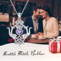 wholesale 925 Sterling Silver Purple Amethyst Scottish Thistle Celtic Knot Pendant Necklace s for Women-0-3