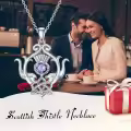 wholesale 925 Sterling Silver Purple Amethyst Scottish Thistle Celtic Knot Pendant Necklaces Wholesale s for Women-0-3