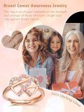 wholesale 925 Sterling Silver & Zircon Breast Cancer Awareness Ribbon Ring for Women - Adjustable Pink Ribbon Jewelry Gift (13mm)-0-4