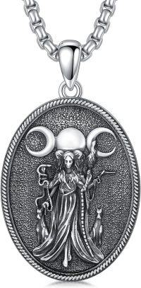 wholesale 925 Sterling Silver Saint Christopher Medal with Serpent and Medusa Head Necklace for Men Women Catholic Protection s 36 Chain Length-7-Hecate