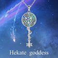 wholesale 925 Sterling Silver Key Shaped Triskele Pendant Necklaces for Women Gothic Witchcraft Jewelry-0-5