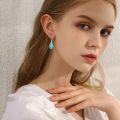 wholesale 925 Sterling Silver Bright Turquoise Teardrop Earrings 30x12mm, Elegant Gift for Her-0-1