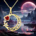 wholesale 14K Gold Celtic Claddagh Moon Red Heart Star Pendant Necklace for Women-0-1