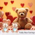 wholesale 925 Sterling Silver Teddy Bear Heart Moonstone Stud Earrings for Women Hypoallergenic -0-2
