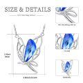 wholesale 925 Sterling Silver Blue Crystal Butterfly Pendant Necklace for Women Gifts for Her Valentines Day Jewelry-0-5