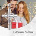 wholesale  Metal Stone Stethoscope Cross Pendant Necklace for Nurse Doctor Graduation -0-8