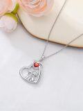 wholesale 925 Sterling Silver Red Garnet & White Cubic Zirconia Scottish Highland Cow Heart Necklace for Women Girls Gifts from Scotland-0-4