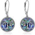wholesale 925 Sterling Silver Tree Of Life Earrings Wholesale With Rainbow Abalone Shell-0-20