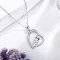 wholesale 925 Sterling Silver Heart-Shaped Pug Pendant Necklace with Cubic Zirconia Gifts for Dog Lovers-0-2