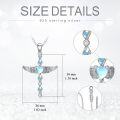 wholesale 925 Sterling Silver Heart Angel Wing Pendant Necklaces with Blue Opal and Crystal Accents for Women s-0-3