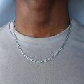 wholesale Sterling Silver Diamond Cut Figaro Chain (3 4 5mm) w Lobster Clasp White Yellow Gold Plated 16 26  Gift Included-0-4