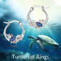 wholesale 925 Sterling Silver Turtle & Starfish Design Hoop Earrings - Sea Life Inspired  for Her-0-5