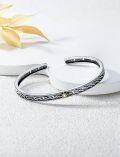 wholesale 925 Sterling Silver Celtic Knot Bangle with Cubic Zirconia and Gold Accents - Unisex-0-2