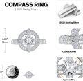 wholesale Sterling Silver Gemstone Compass Spinner Ring - Adjustable Baguette Wedding Band for Women, Size 7-9, Infinity Jewelry Gift for Holidays, Wedding, Valentine's Day-0-3