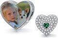 wholesale 925 Sterling Silver Aquamarine Birthstone Personalized Shine Heart Photo Charm for Pets, Family, Friends - 12mm-0-0