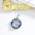 wholesale 925 Sterling Silver Tree of Life Goddess Necklace with Blue Crystal and Rose Gold Charm s for Women-0-4