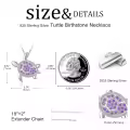 wholesale S925 Sterling Silver 12-Month Birthstone Turtle Necklaces Wholesale with Adjustable Chain for Women, Gift for Sister Mom Friend Valentine Mother's Day-0-3
