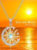 wholesale 925 Sterling Silver Blue Moonstone Gold Plated Sun & Moon Pendant Necklace for Women Celestial -0-5