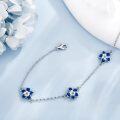 wholesale 925 Sterling Silver Blue Enamel Daisy Chain Link Bracelet for Women-0-2