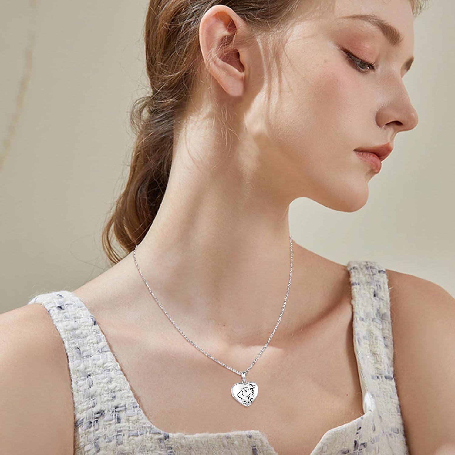 Sterling Silver Heart Dog Paw Bee Locket Necklace for Women-0-3