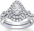 wholesale 925 Sterling Silver 2ct Pear & Round Moissanite Bridal Set Engagement & Wedding Rings-0-0