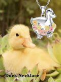 wholesale 925 Sterling Silver Colorful Crystal Flower Duck Pendant Necklace for Women Girls  45cm Chain Length-0-5