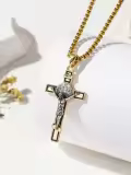 wholesale 925 Sterling Silver Gold Plated Jesus Christ INRI Cross Crucifix Pendant Necklace for Men & Women-0-1