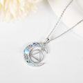 wholesale 925 Sterling Silver Moon & Triangle Pendant Necklaces with Blue Opal Stone s for Women and Girls-0-1