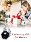 wholesale 925 Sterling Silver Black Freshwater Pearl Flower Pendant Necklace with Cubic Zirconia Accents-0-5