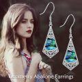 wholesale 925 Sterling Silver Heart-Shaped Abalone Shell Tree of Life Dangle Earrings with Cubic Zirconia Accents for Women-0-1