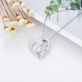 wholesale 925 Sterling Silver 925 with White Cubic Zirconia Double Heart Pendant Necklace for Women-0-3
