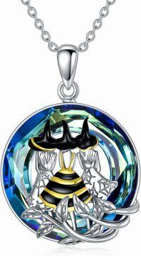 wholesale TOUPOP Gifts For Sister S925 Sterling Silver 3 Sisters In Hat Pendant Necklace With Blue Circle Crystal Birthday Christmas Jewelry Gifts For Women Friends Daughter -undefined