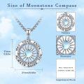 wholesale 925 Sterling Silver Moonstone Nautical Compass Pendant Necklace  with Faith Message-0-3
