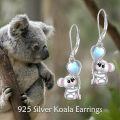 wholesale 925 Sterling Silver Heart-Shaped Moonstone Koala Drop Earrings-0-2