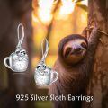 wholesale 925 Sterling Silver Platinum Plated Cute Sloth In Coffee Cup Drop Earrings-0-1