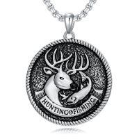wholesale 925 Sterling Silver Hunting Fishing Pendant Necklace With Deer And Fish Design-Style B