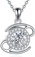 wholesale Sterling Silver Moissanite Zodiac Necklace Lab Created Diamond Gift-0-30