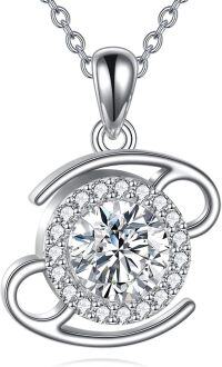 wholesale Sterling Silver Moissanite Zodiac Necklace Lab Created Diamond Gift-Cancer
