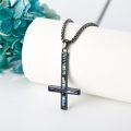 wholesale 925 Sterling Silver Inlaid Abalone Shell Upside Down Cross Pendant Necklace  for Men/Women-0-1