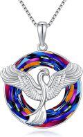 wholesale TOUPOP Phoenix Necklace For Women Sterling Silver Phoenix Pendant Necklaces For Her With Circle Crystal Jewelry Birthday Anniversary Christmas -0-0