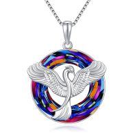TOUPOP Sterling Silver Crystal Phoenix Pendant Necklace For Women-undefined