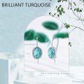 wholesale 925 Sterling Silver Natural Turquoise Oval Leverback Drop Dangle Earrings for Women-0-3