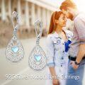 wholesale 925 Sterling Silver Teardrop Heart Moonstone & Turquoise Leverback Drop Earrings for Women-0-3