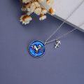 wholesale Sterling Silver Aries Zodiac Constellation Necklace Horoscope Medallion Choker Coin Pendant Dainty Birthday Gift for Women-0-2